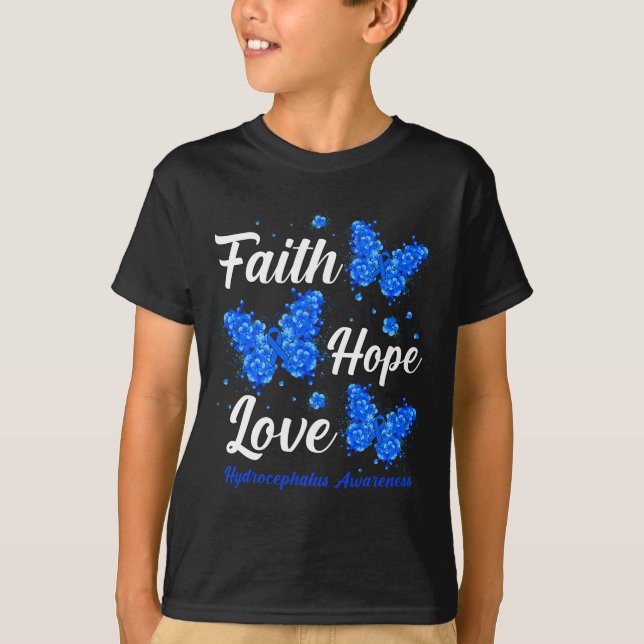T-shirt Hope Love Hydrocephalus Awareness Papillon (Devant)