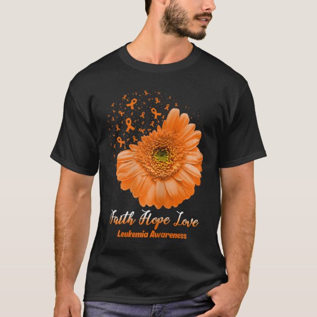 T-shirt Hope Love Leukemia Sensibilisation Flower Be Stron (Devant)