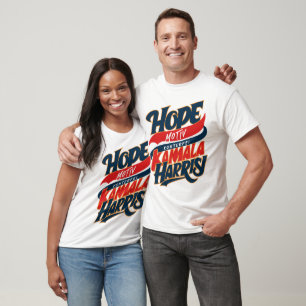 T-shirt HOPE Motiv KAMALA HARRIS Konterfei Blau Rot