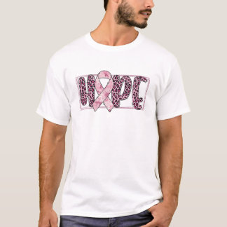 T-shirt Hope Pink Ribbon Empreinte de léopard Cancer du se
