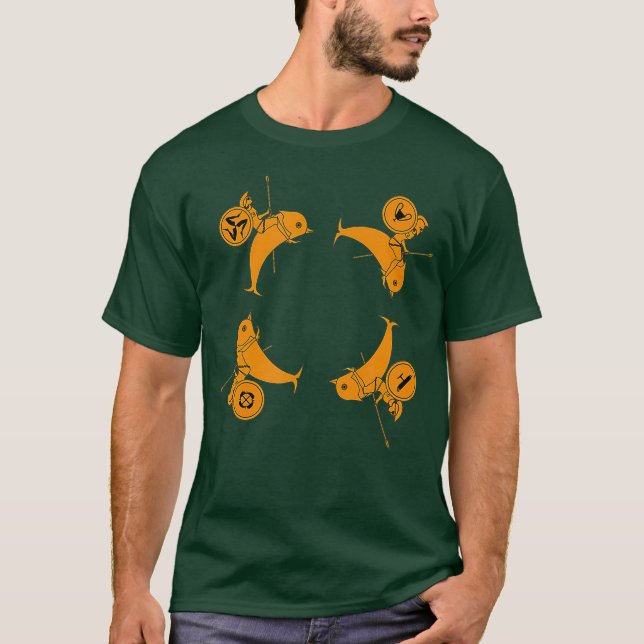 T-shirt Hoplites équitation Dolphins ancienne poterie grec (Devant)
