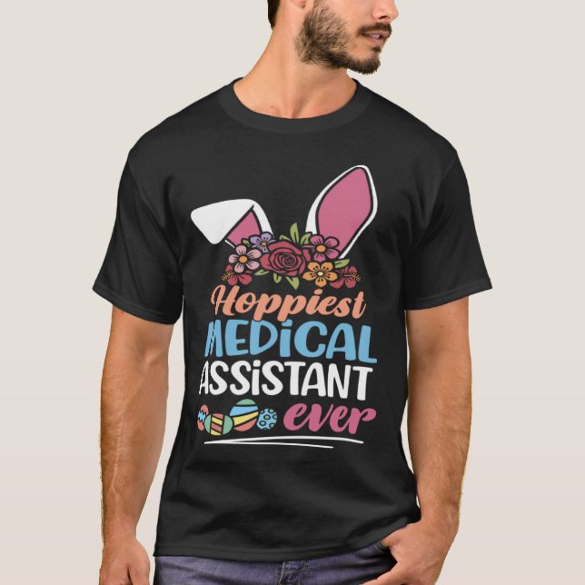 T-shirt Hoppiest Medical Assistant Ever Bunny Ear Red Plai (Devant)