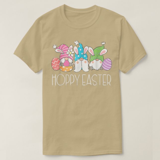 T-shirt Hoppy Easter Funny Gnome Bunny Oeufs de printemps  (Design devant)