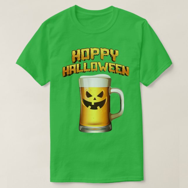 T-shirt Hoppy Halloween Citrouille Face Bière Drinker's (Design devant)