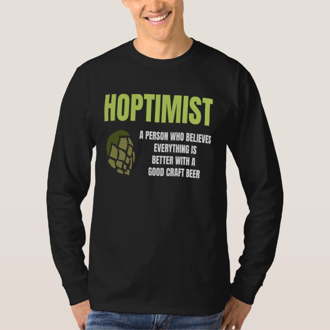 T-shirt Hoptimist Graphic Green Hop Humour Craft Brew Fun (Devant)