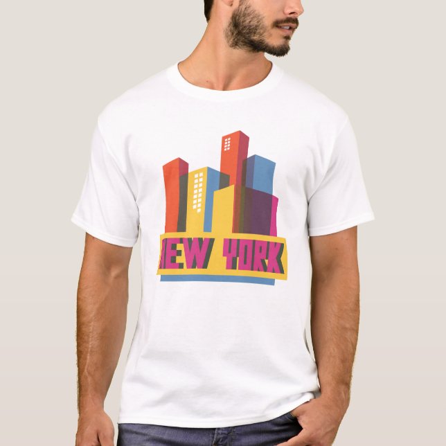 T-shirt Horizon au néon de New York City | (Devant)