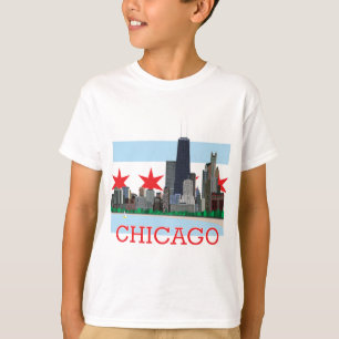 T-shirt Horizon de Chicago et drapeau de ville
