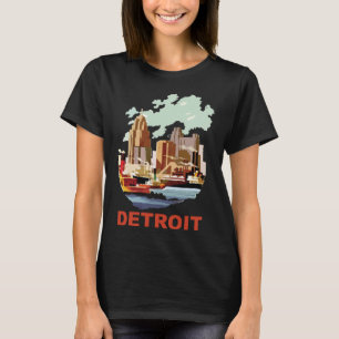 T-shirt Horizon de Détroit sur la rivière, Industriel Rétr