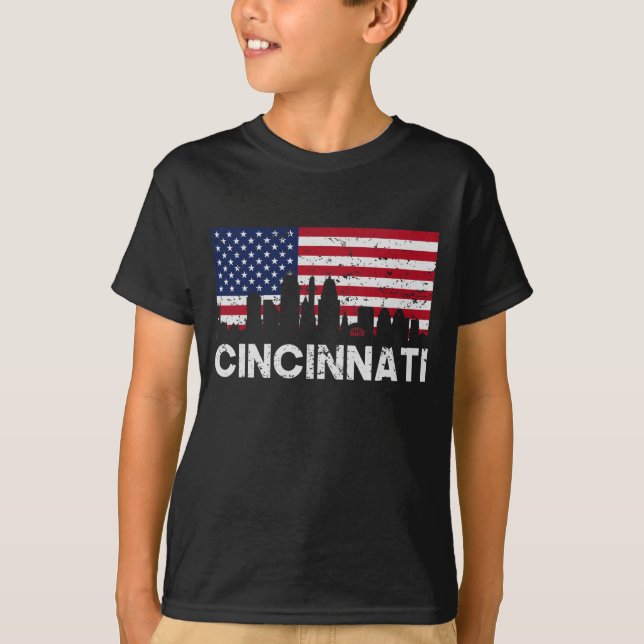 T-shirt Horizon de drapeau américain de Cincinnati OH (Devant)