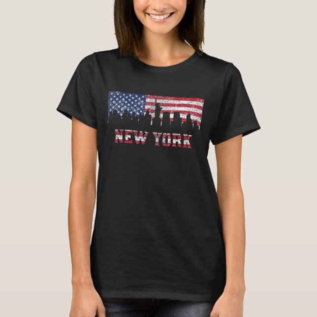 T-shirt Horizon de drapeau américain de New York City (Devant)