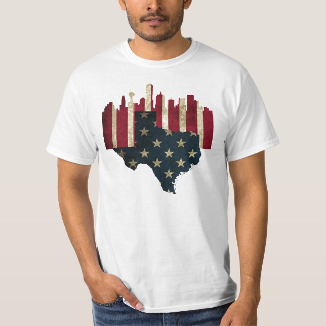 T-shirt Horizon de drapeau de Dallas, le Texas (Devant)