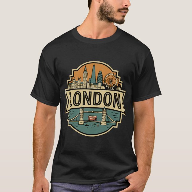 T-shirt Horizon de Londres et Tower Bridge Royaume-Uni  (Devant)