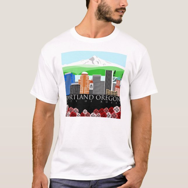 T-shirt Horizon de Portland Orégon avec le capot de bâti (Devant)