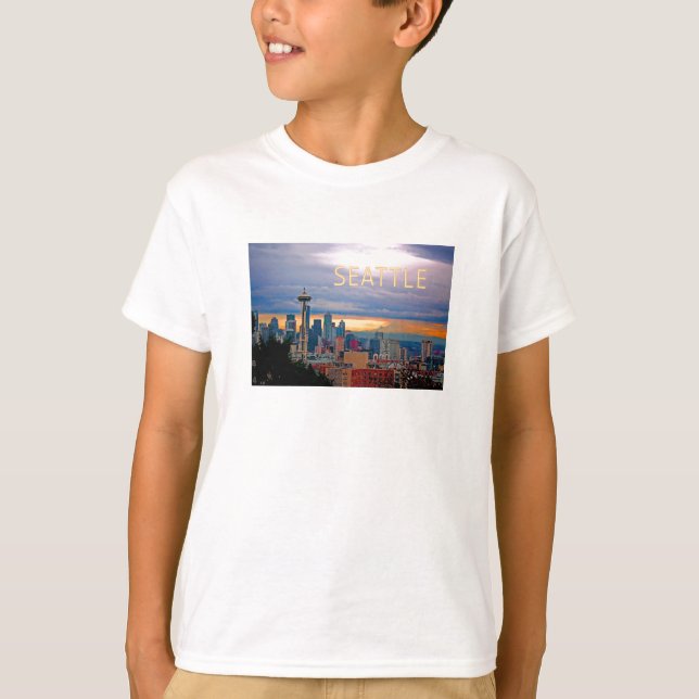 T-shirt Horizon de Seattle Washington au TEXTE SEATTLE de (Devant)