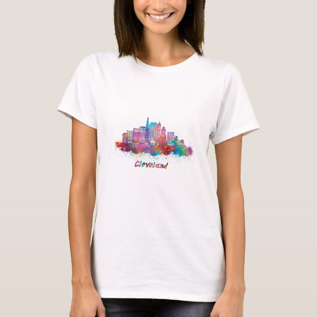 T-shirt horizonte de cleveland acuarela (Devant)