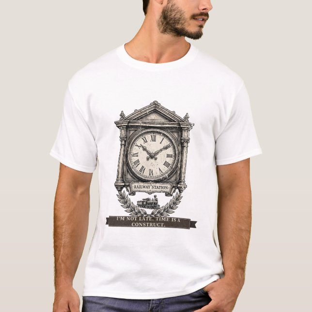 T-shirt Horloge de Train Drôle (Devant)