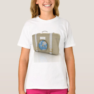 T-shirt Horloge de valise de voyage vintage carte du monde