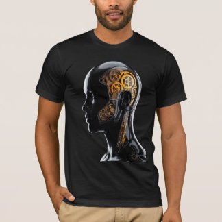 T-shirt Horloge dorée cybernétique futuriste Néo-Déco