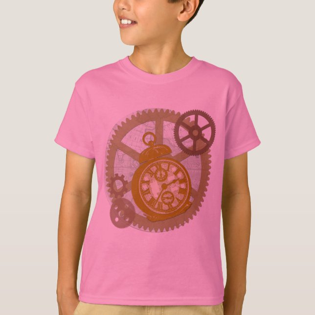 T-shirt Horloge et vitesses de Steampunk (Devant)