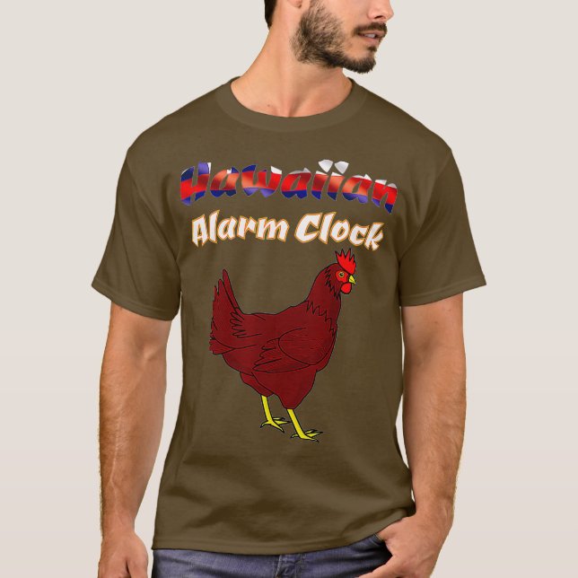T-shirt Horloge Hawaïenne d'alarme drôle Hawaii poulet (Devant)