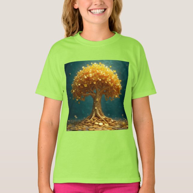 T-shirt Horloge murale arbre à argent (Devant)
