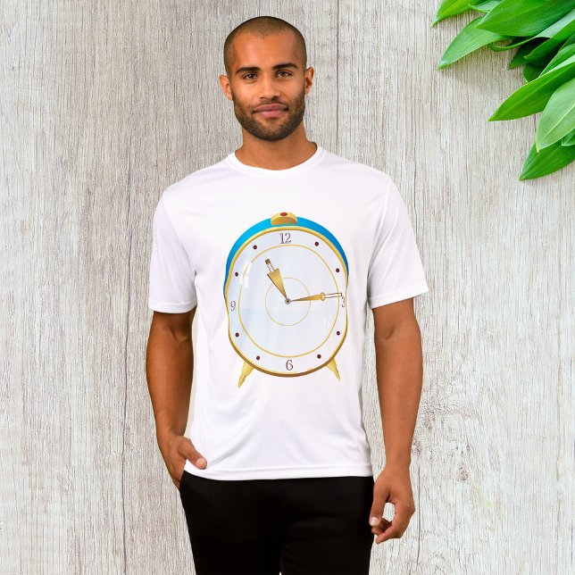 T-shirt Horloge rétro d'alarme or avec réglage bleu (Créateur téléchargé)