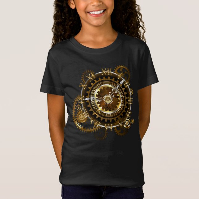 T-Shirt Horloge Steampunk avec des engrenages anciens (Devant)