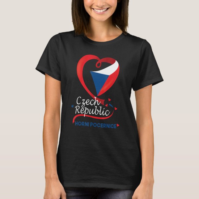 T-shirt Horni Pocernice République Tchèque Coeur Drapeau D (Devant)