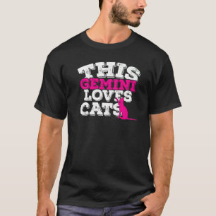 T-shirt Horoscope Signe du Zodiaque Gémeaux Aime les Chats