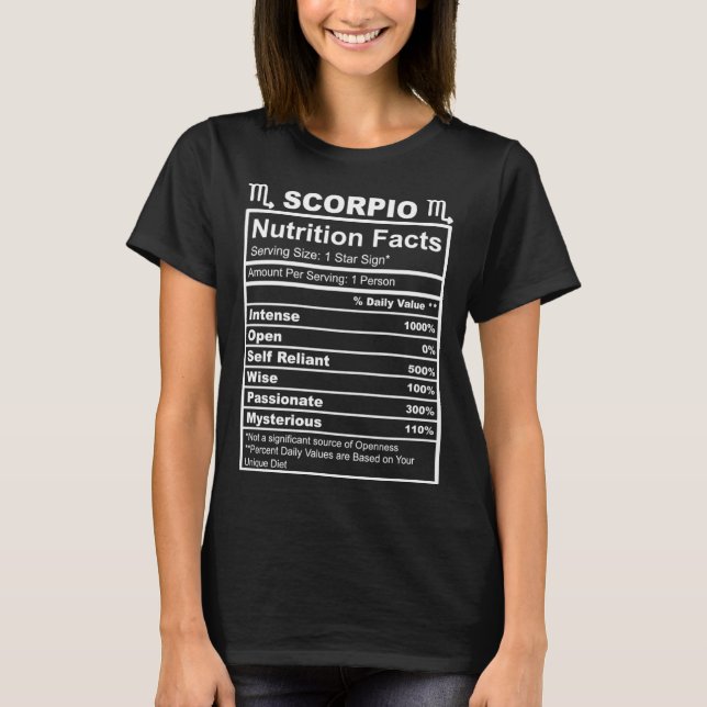 T-shirt Horoscope Zodiac Sign Astrology Nutrition Facts Sc (Devant)