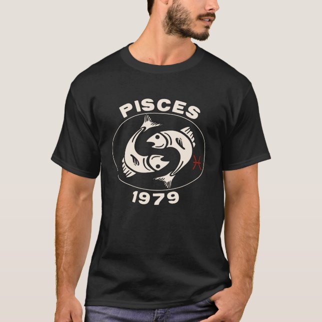 T-shirt Horoscope Zodiac Sign Fish Pisces 1979 (Devant)