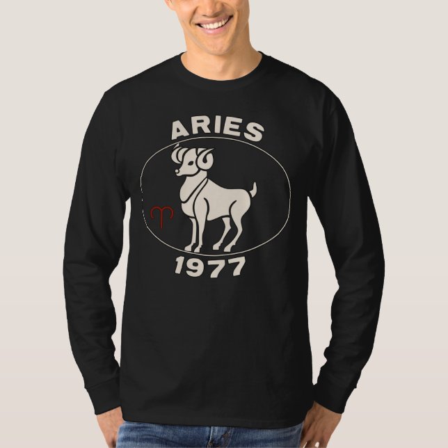 T-shirt Horoscope Zodiac Sign Ram Aries 1977 (Devant)