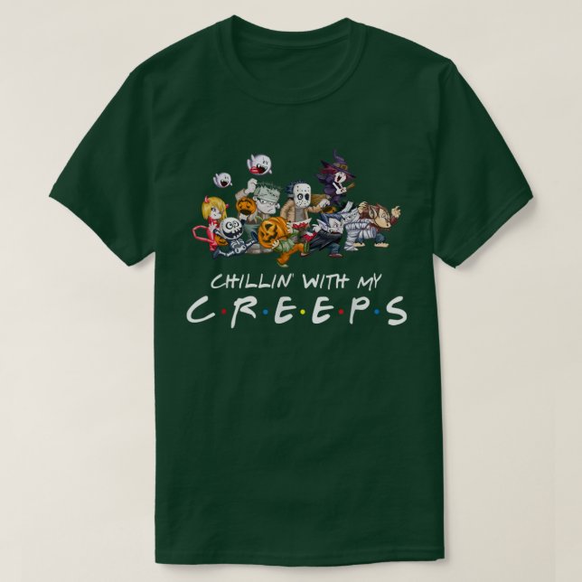 T-shirt Horreur Amis Chillin Avec Mes Creeps Halloween Bo (Design devant)