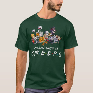 T-shirt Horreur Amis Chillin Avec Mes Creeps Halloween Bo