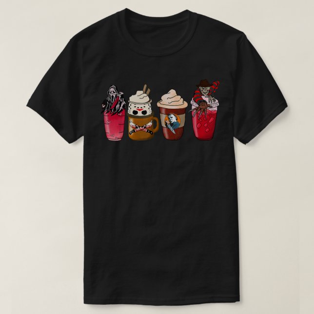 T-shirt Horreur Automne Café Citrouille épice Latte Iced A (Design devant)