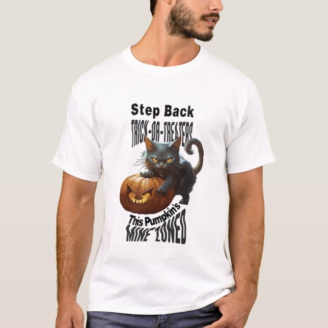 T-shirt Horreur Chat Citrouille effrayant Halloween Trick  (Devant)