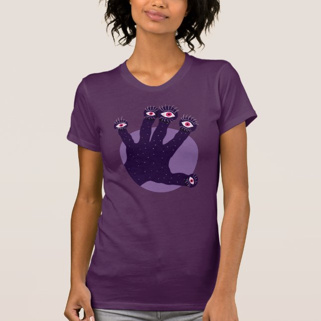 T-shirt Horreur Goth Purple Main Déplaisante Mains bizarre (Devant)