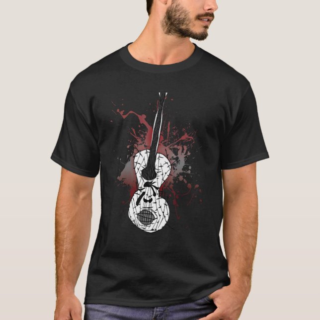 T-shirt Horreur Guitare électrique Métal Rock Musique Décè (Devant)
