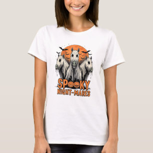 T-shirt Horreur Retro Éffrayant Night Mares Horses Boo Gho