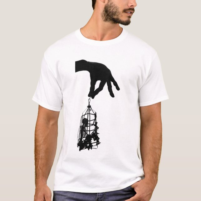 T-shirt Horreur Squelette humain Déplaisant Squelette Cage (Devant)