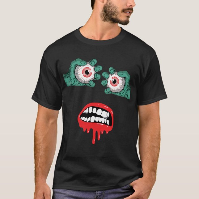 T-shirt Horrifique Mains Zombies avec Baguette Fondue (Devant)