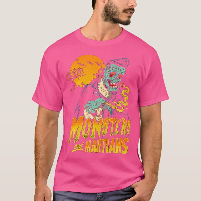 T-shirt Horror Art - Monsters Martians Logo - Psychobilly (Devant)