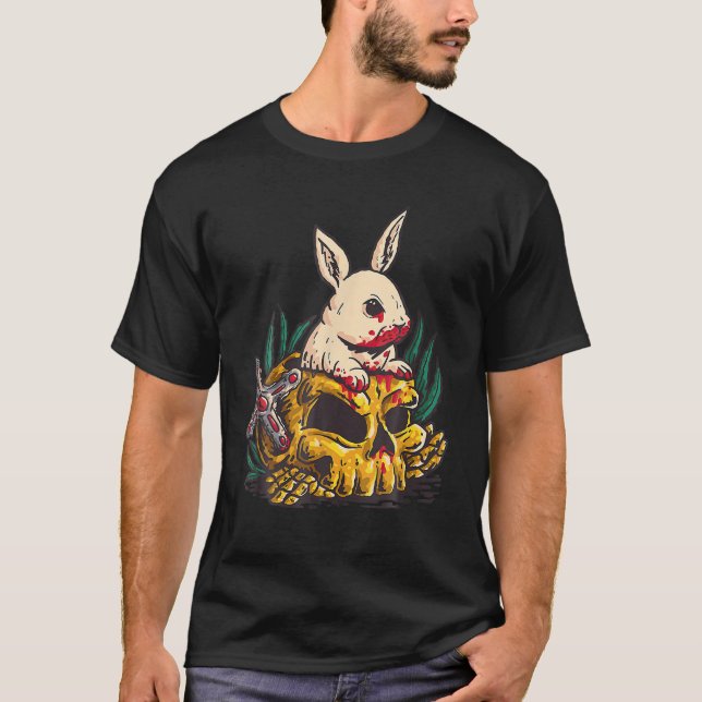 T-shirt Horror Movie Apparel For Men Killer Rabbit Bad Bun (Devant)