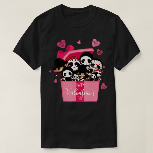 T-shirt Horror Movie Character Chibi With Heart Love Valen (Design devant)