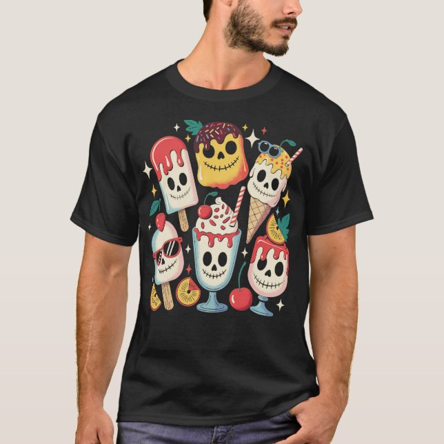 T-shirt Horror Movie Summer Popsicle Halloween Ice Cream S (Devant)