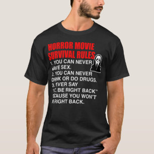 T-shirt Horror Movie Survival Rules - Citation de cri