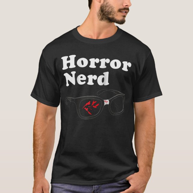 T-shirt Horror Nerd Bloody Glasses Horror Movie Fan Baseba (Devant)