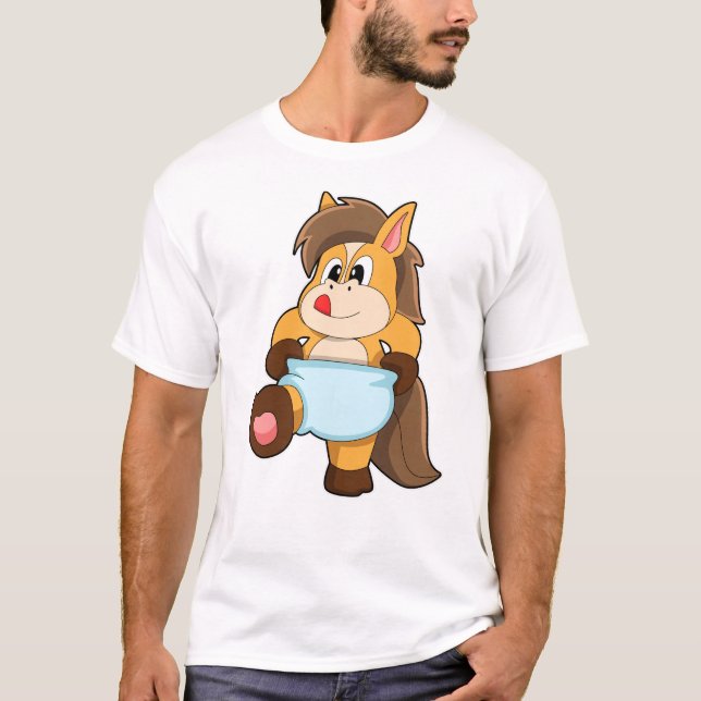 T-shirt Horse as Baby with Diaper (Devant)