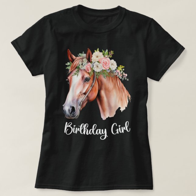 T-shirt Horse Birthday Girl Party Outfit Pony Daughter (Design devant)