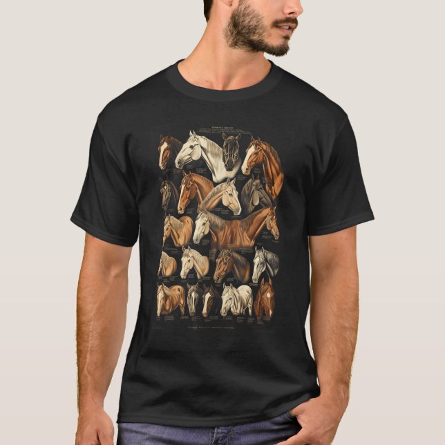 T-shirt Horse Breeds Equestrian Horseback Riding Tee Gifts (Devant)